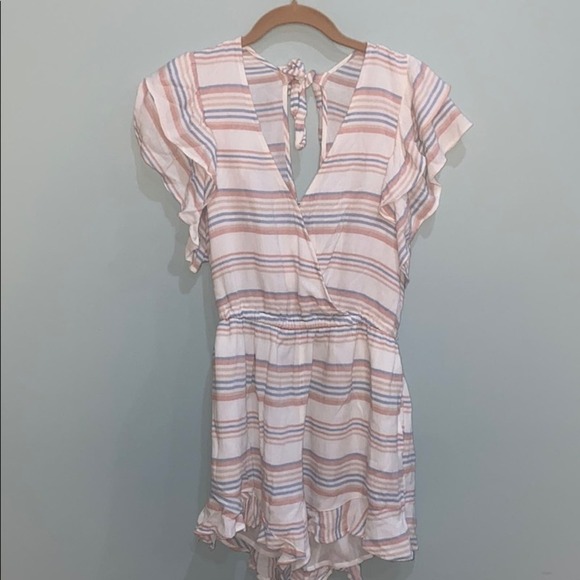 american eagle stripe women's ruffle romper - Picture 5 of 10